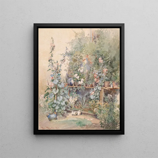 Rosa Mayreder - Gartenstilllben mit Ktzchen.webp