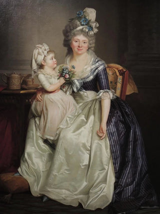 RoseAdelade Ducreux - Portrait dune femme tenant sa fille sur les genoux huile sur toile.webp