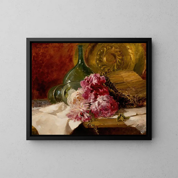 Nature morte avec des fleurs et un verre - Ross Sterling Turner — cuadro enmarcado en la pared