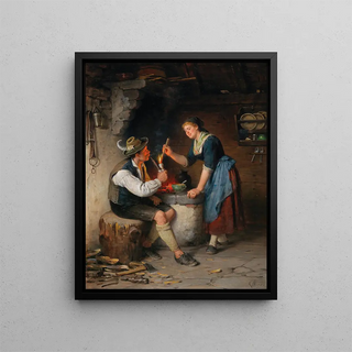 Rudolf Epp - Young Couple by the Fireplace.webp