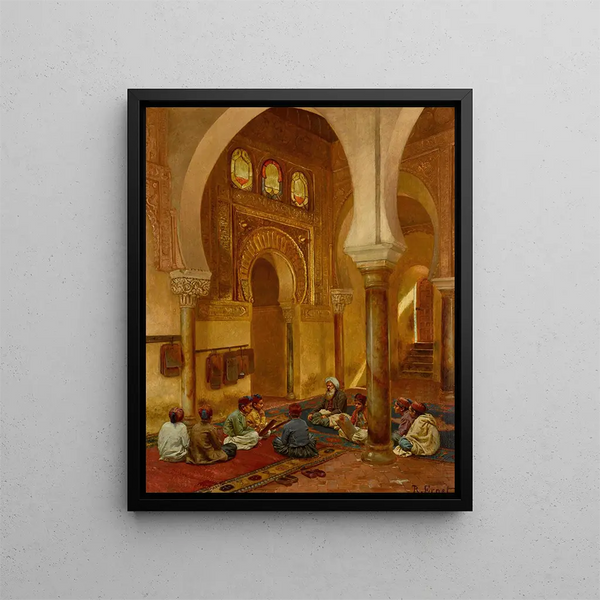 En la Madrasa - Rudolf Ernst — cuadro enmarcado en la pared