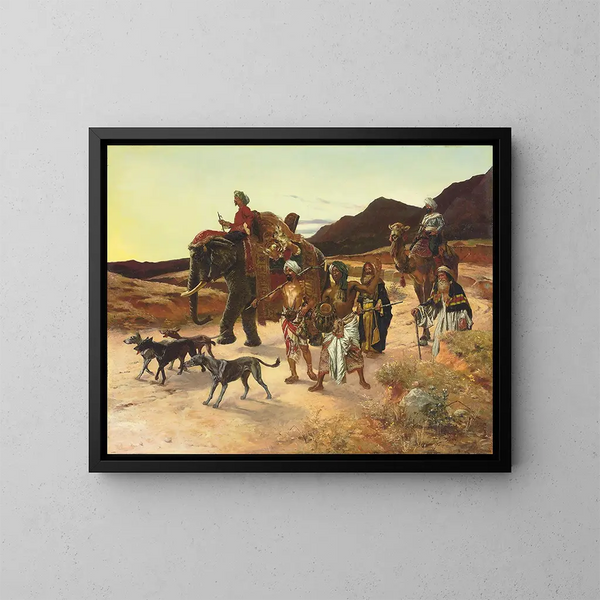 La Caza del tigre - Rudolf Ernst — cuadro enmarcado en la pared