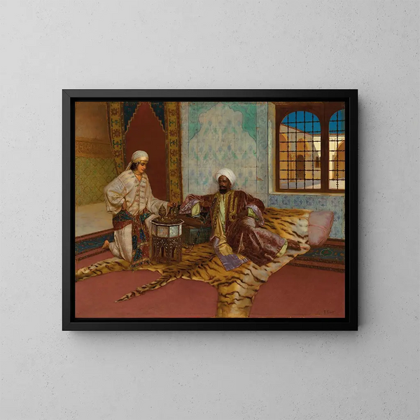 El fumador de narguile - Rudolf Ernst — cuadro enmarcado en la pared