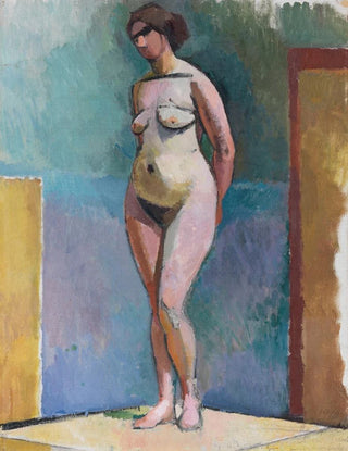 Rudolf Levy - Stehender weiblicher Akt im Atelier.webp