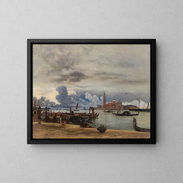 Vista de San Giorgio Maggiore desde la Mole en Venecia - Rudolf von Alt — cuadro enmarcado en la pared
