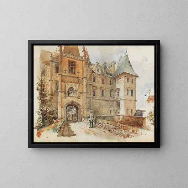 Pont y entrada del castillo de Leby - Rudolf von Alt — cuadro enmarcado en la pared