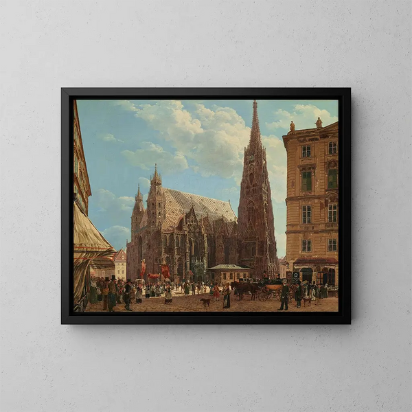La catedral de San Esteban de Viena - Rudolf von Alt — cuadro enmarcado en la pared