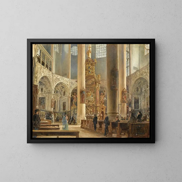 Interior de la iglesia franciscana de Salzburgo - Rudolf von Alt — cuadro enmarcado en la pared