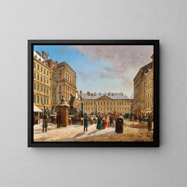 El nuevo mercado en Viena en invierno - Rudolf von Alt — cuadro enmarcado en la pared