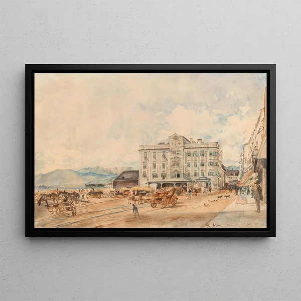 L'Hôtel de ville de Gmunden - Rudolf von Alt — cuadro enmarcado en la pared