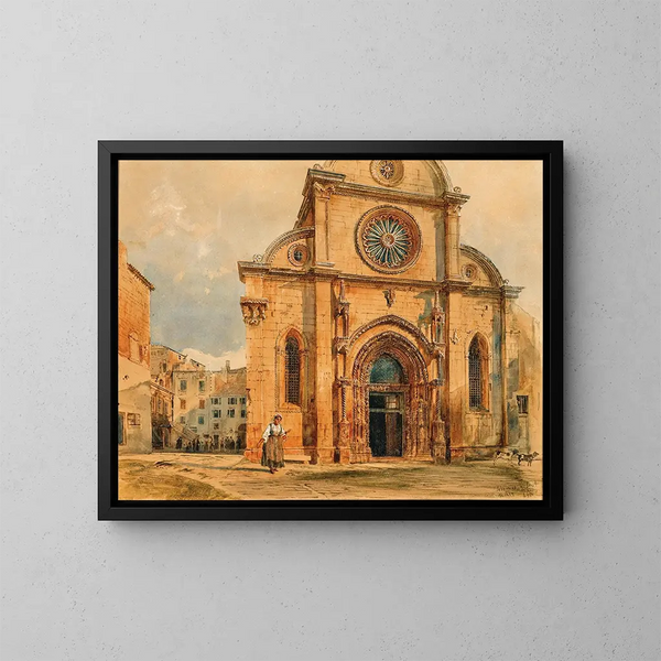 La catedral de Sibenik en Dalmacia - Rudolf von Alt — cuadro enmarcado en la pared
