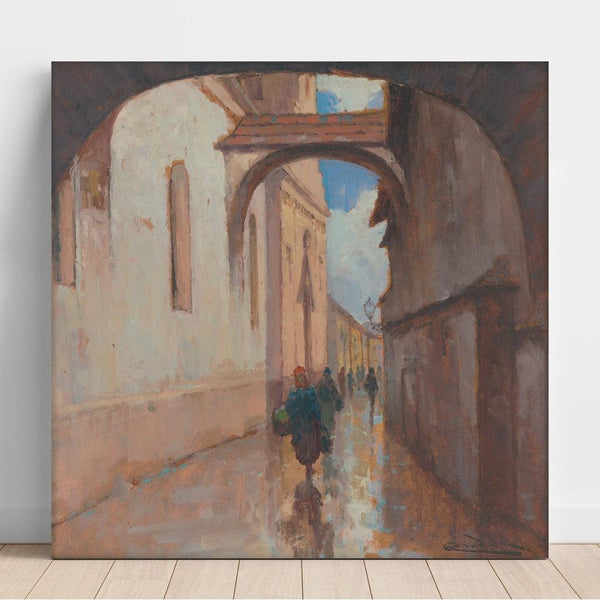 Reproduction of the painting Rue Hrciarska in Košice - Ľudovít Cordák