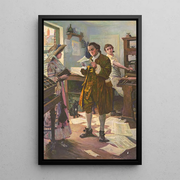 Benjamin Franklin impresor Filadelfia - S.M. Arthurs — cuadro enmarcado en la pared