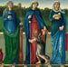 Saint Barbara, Saint Dorothy, and Saint Agnes - Sir Edward Coley Burne-Jones — displayed in an interior