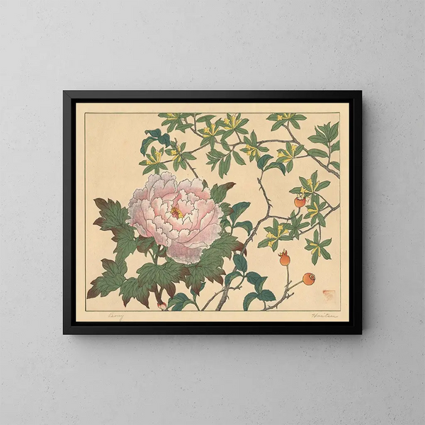 Peonía - Sakai Hōitsu — cuadro enmarcado en la pared