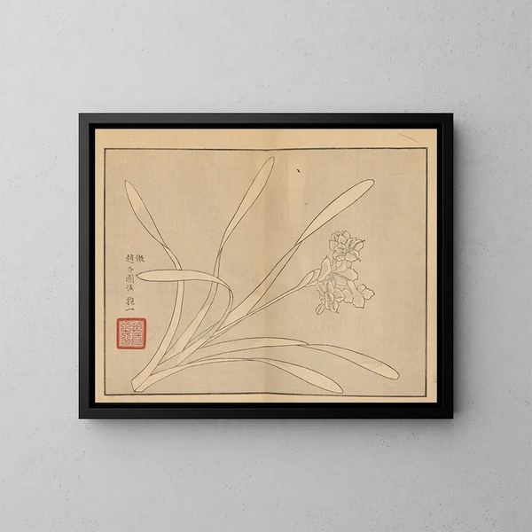 Sakai Hoitsu, pintura de flores y pájaros, Pl10 - Sakai Hōitsu — cuadro enmarcado en la pared
