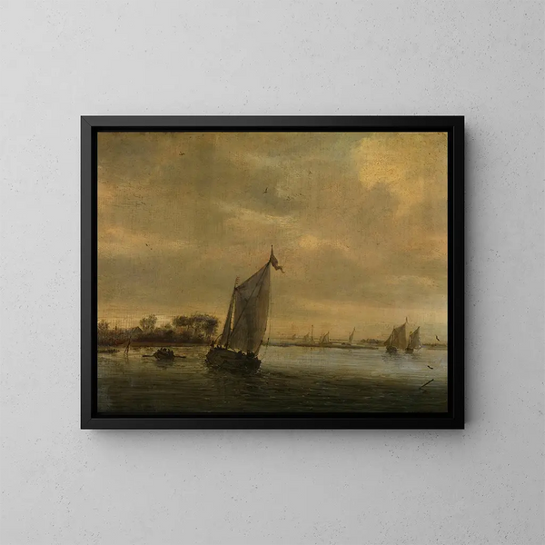 Agua tranquila - Salomon van Ruysdael — cuadro enmarcado en la pared
