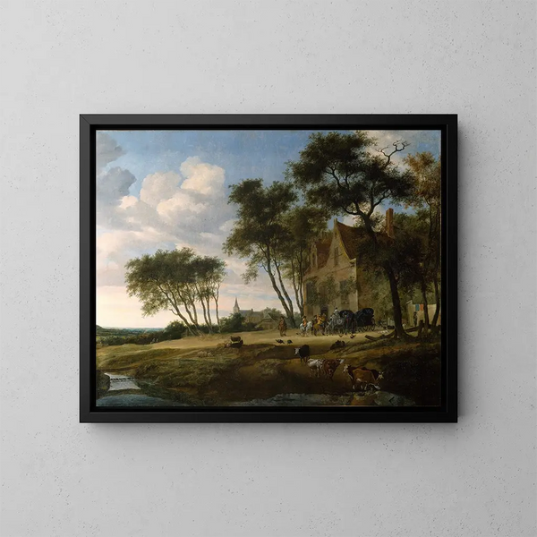 L'Arrêt - Salomon van Ruysdael — cuadro enmarcado en la pared