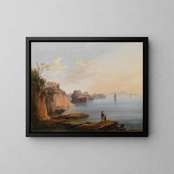 View of Naples from Posillipo - Salvatore Fergola — framed artwork on a wall