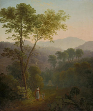 Samuel Birmann - Italian Landscape with Women at a Fountain.webp