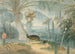 paisaje en Ceilán con ciervo ladrando, cervatillo y pareja de gobe-mouches du paradis - Samuel Daniell — vista de la obra