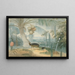 paisaje en Ceilán con ciervo ladrando, cervatillo y pareja de gobe-mouches du paradis - Samuel Daniell — cuadro enmarcado en la pared