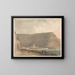 Coastal Colonization Painting surrounded by mountains - Samuel Davis — framed artwork on a wall