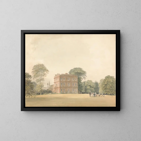 Side view of the Ayot house, Hertfordshire - Samuel Davis — framed artwork on a wall