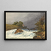 River scene painting with house - Samuel H Owen — framed artwork on a wall
