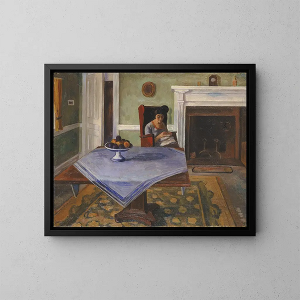 Interior de granja - Samuel Halpert — cuadro enmarcado en la pared