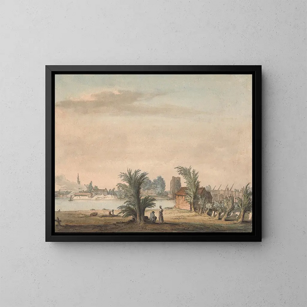 Iglesia y puente de Putney - Samuel Hieronymus Grimm — cuadro enmarcado en la pared