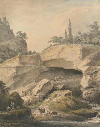 Samuel Hieronymus Grimm - Rocky Landscape with Peasants and Cattle.webp