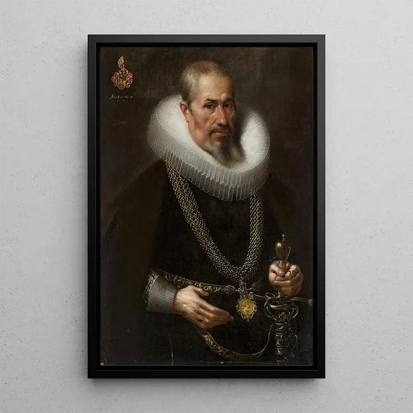 Retrato de un hombre con fresa - Samuel Hofmann — cuadro enmarcado en la pared
