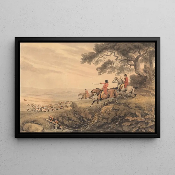 Caza de zorros, la persecución - Samuel Howitt — cuadro enmarcado en la pared