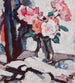 Rosas rosas en un jarrón de cristal - Samuel John Peploe — vista de la obra