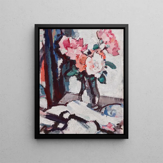 Samuel John Peploe - Pink Roses in a Glass Vase.webp