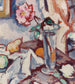 Rose rose dans un vase en verre avec des fruits - Samuel John Peploe — artwork view