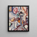 Rose rose dans un vase en verre avec des fruits - Samuel John Peploe — framed artwork on a wall
