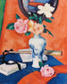 Roses dans un vase sur fond orange - Samuel John Peploe — artwork view