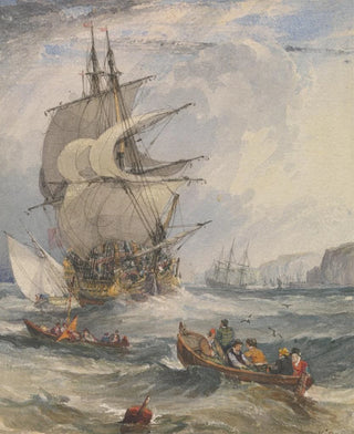 Samuel Owen - Sailing Ships and Small Boats in Rough Sea off the Coast.webp