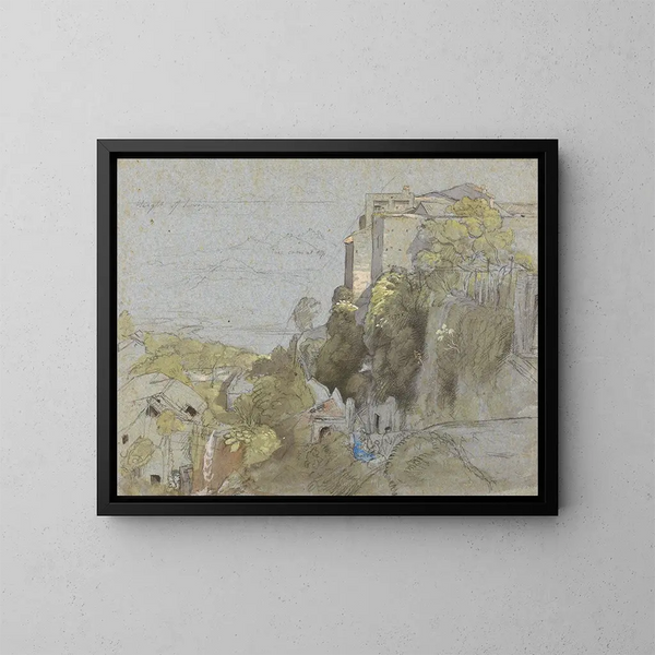 Village italiano porque - Samuel Palmer — cuadro enmarcado en la pared