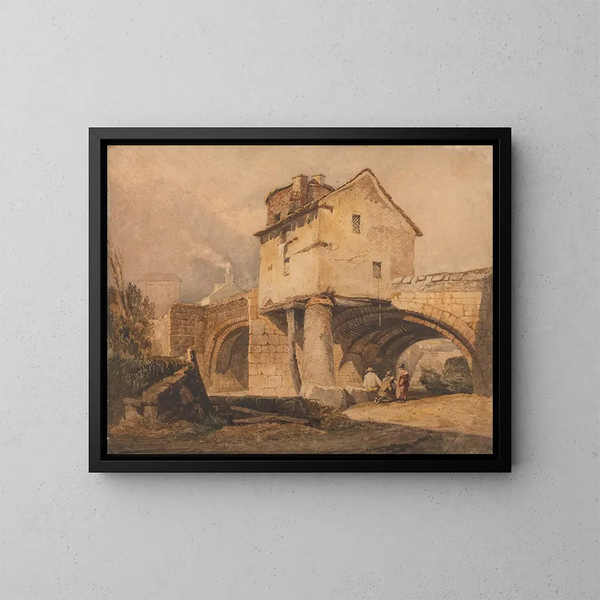 El puente de Monnow en Monmouthshire - Samuel Prout — cuadro enmarcado en la pared