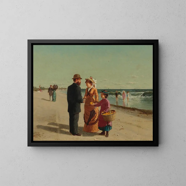 Sale of oranges by the sea - Samuel S. Carr — framed artwork on a wall