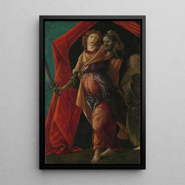 Judith with the Head of Holofernes - Sandro Botticelli — framed artwork on a wall