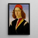 Retrato de un joven - Sandro Botticelli — cuadro enmarcado en la pared