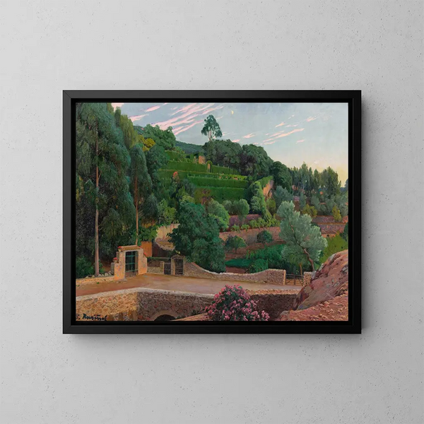 Amphithéâtre vert, vue des jardins de Sa Coma - Santiago Rusiñol — framed artwork on a wall