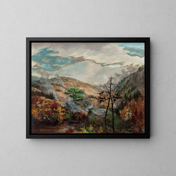 Large Smoky Mountains Painting in Waynesville, North Carolina - Sarah Ann Freeman Clarke — framed artwork on a wall