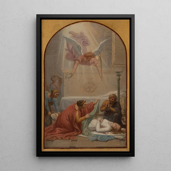 L'impératrice Prisca sepultando el cuerpo de santa Susana - Sébastien Norblin de la Gourdaine — cuadro enmarcado en la pared