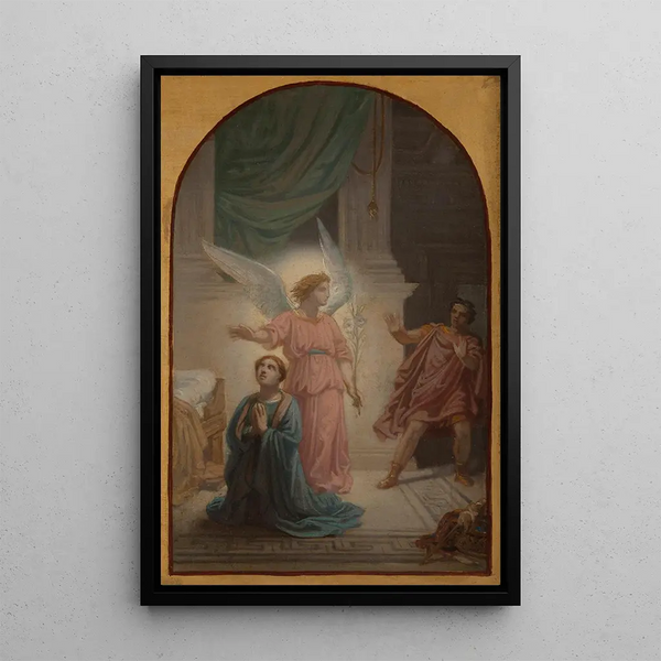 Maximien retrocediendo a la vista del ángel que protege a Santa Susana - Sébastien Norblin de la Gourdaine — cuadro enmarcado en la pared