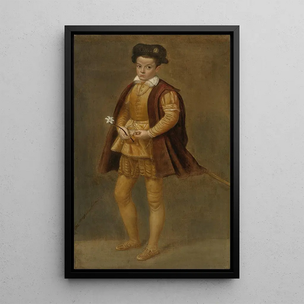Retrato de cuerpo entero de un niño - Escuela de Cremona — cuadro enmarcado en la pared